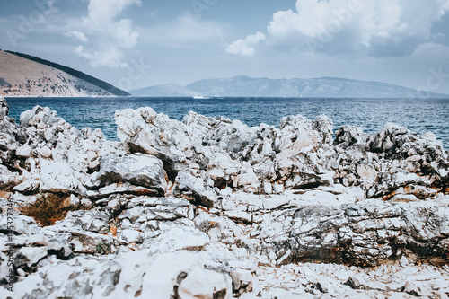 seascape with mountains