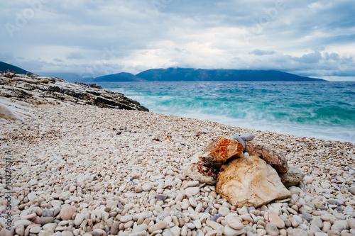 Landscape of pebble stones beach