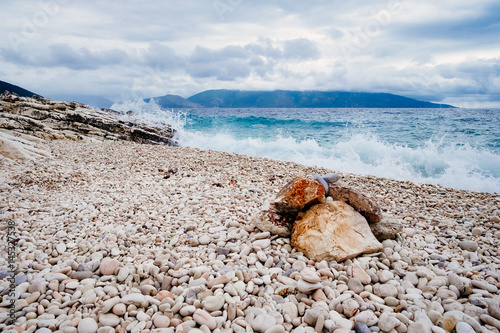 Landscape of pebble stones beach