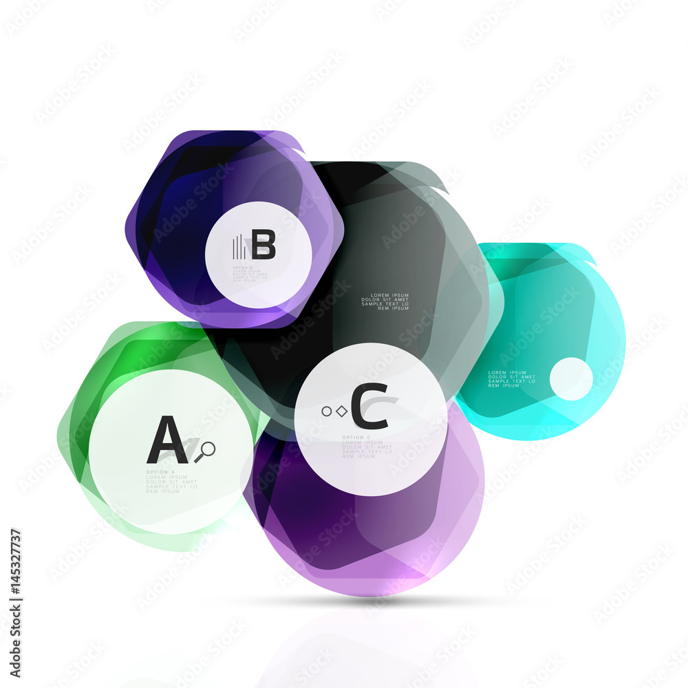 Shiny hexagons with infographics options Shiny hexagons with infographics options