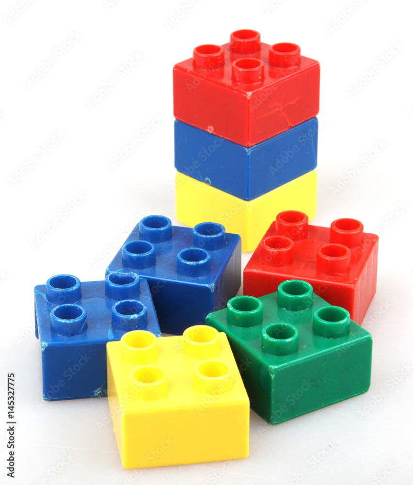 Plastic building blocks isolated on white background Plastic building blocks isolated on white background