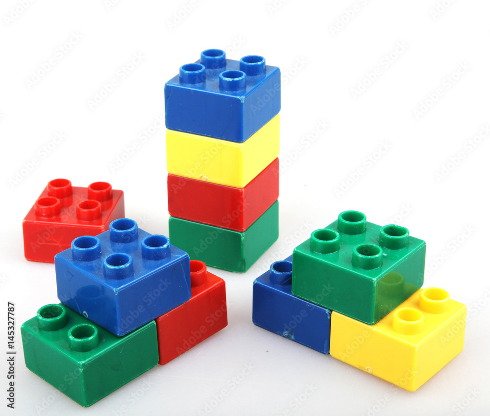 Plastic building blocks isolated on white background Plastic building blocks isolated on white background