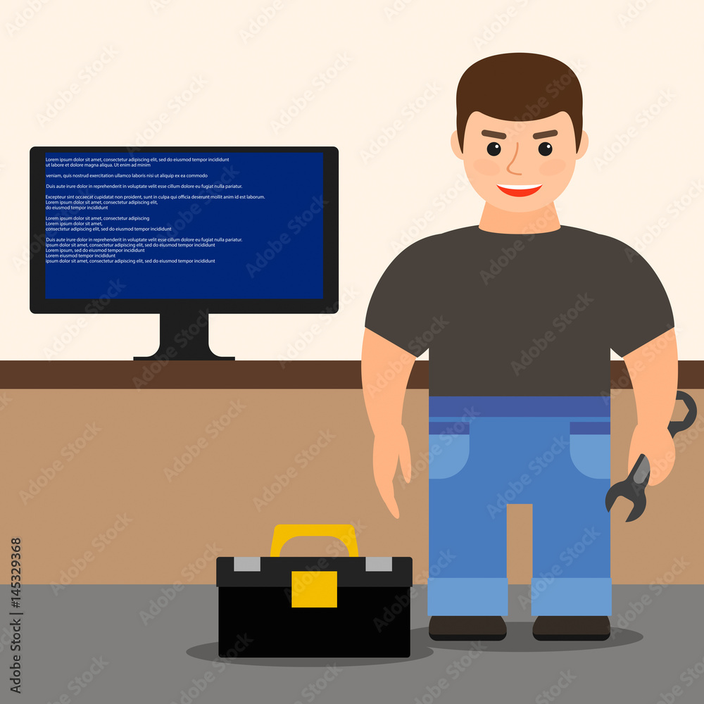 computer repair. vector illustration. computer repair. vector illustration.