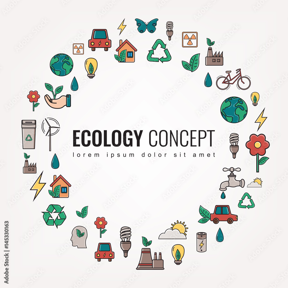 Ecology and environment icons. Round thin line ecology symbol. Hand drawn illustration. Vector Ecology and environment icons. Round thin line ecology symbol. Hand drawn illustration. Vector