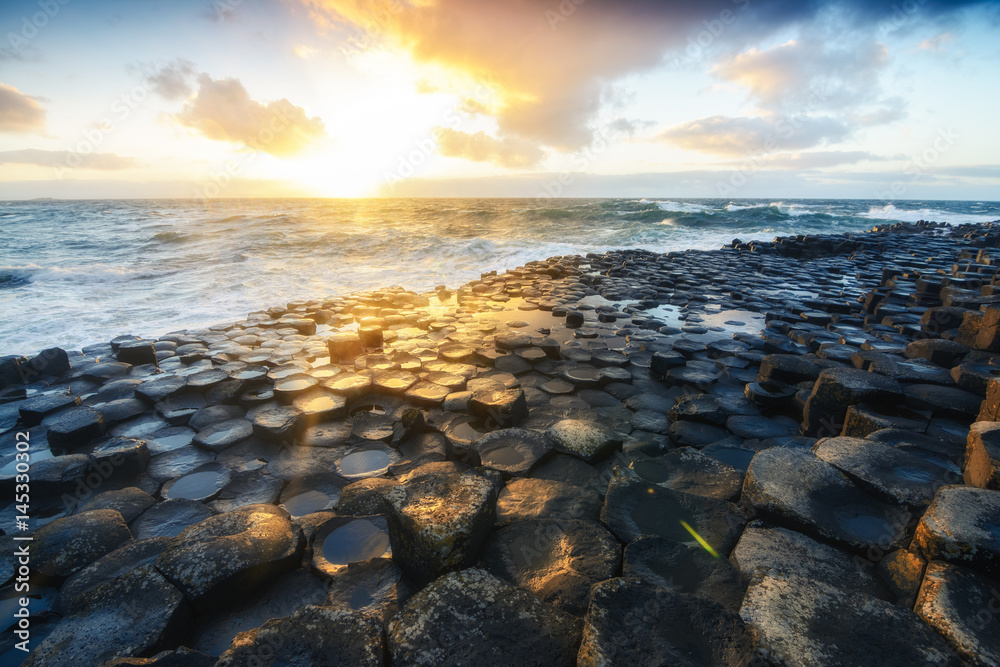 sundown at giants causeway, Northern Ireland