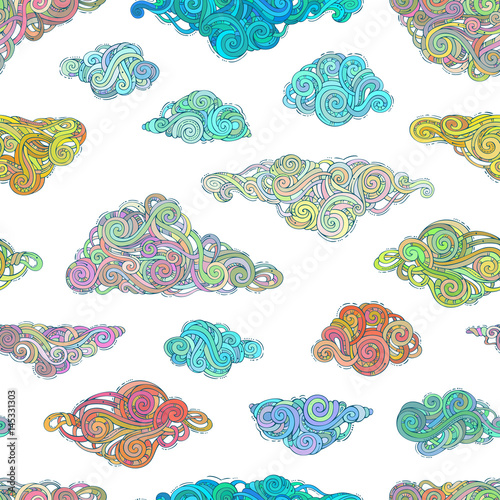 Vector seamless colourful overcast pattern.
