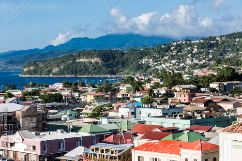 Colorful Buildings and Hills of Dominica