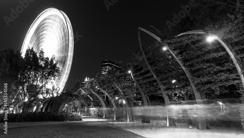 Brisbane ferris wheel is located on Southbank Parklands in Brisbane. Black & White photo