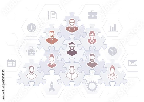 Business Hierarchy. Illustration on the subject of "Work Team".