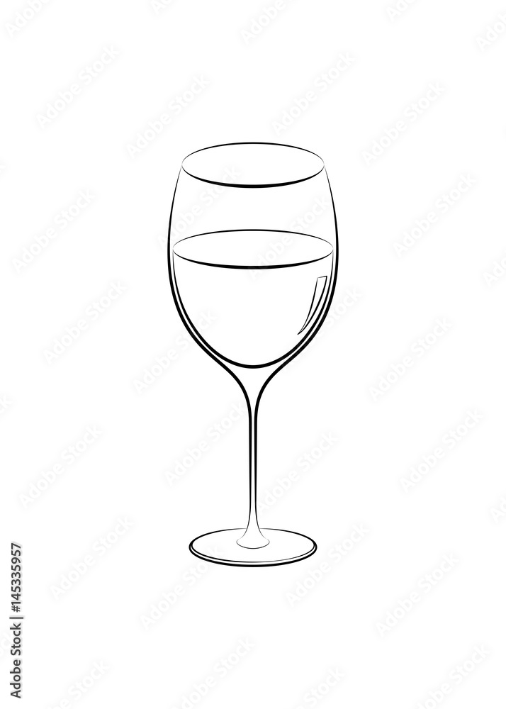 Iconic illustration of a sparkling clear wine or juice glass Iconic illustration of a sparkling clear wine or juice glass