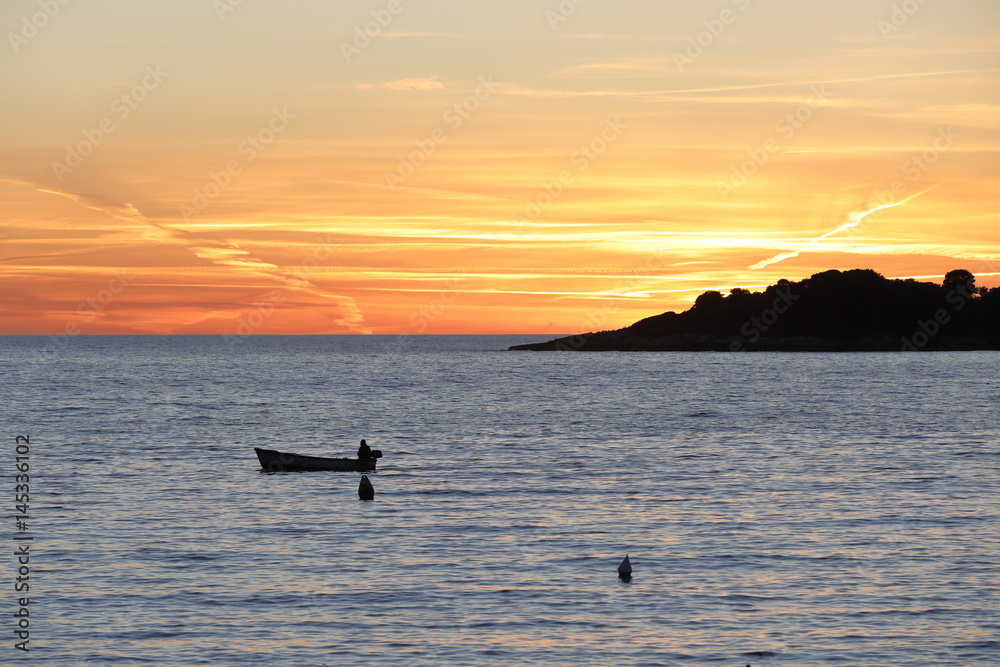 A colorful sundown over the mediterranean sea