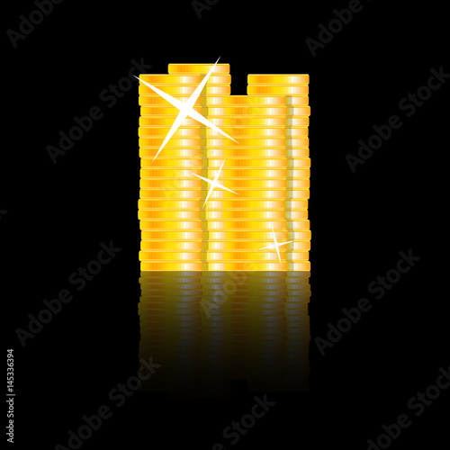 Golden coins stacks