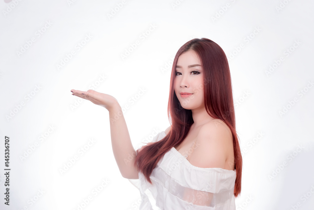 Beautiful woman enjoy and relax isolated on white background. Asian Beauty Beautiful woman enjoy and relax isolated on white background. Asian Beauty