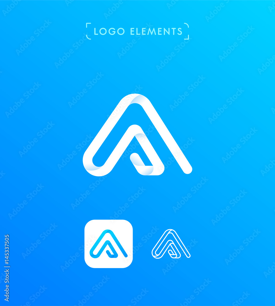 Abstract triangle letter A origami style logo template. Application icon Abstract triangle letter A origami style logo template. Application icon