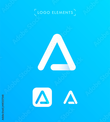 Abstract triangle letter A origami style logo template. Application icon