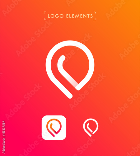 Abstract pointer origami style logo template. Application icon