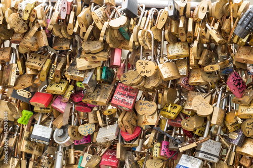 Love lock on a bridge in Paris.