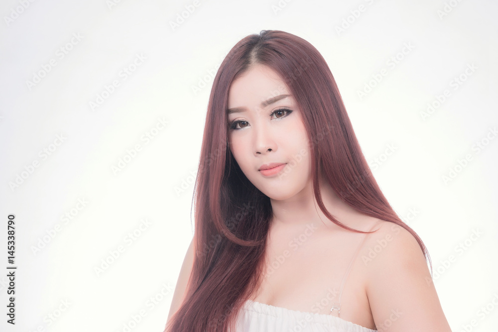 Beautiful woman enjoy and relax isolated on white background. Asian Beauty Beautiful woman enjoy and relax isolated on white background. Asian Beauty