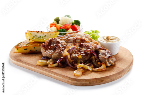 Roast steak on cutting board
