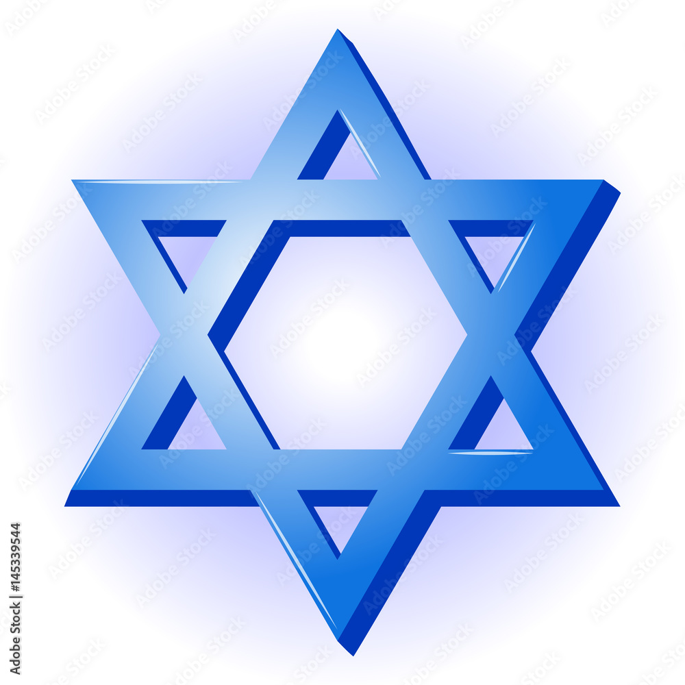 Star of David. Seal of Solomon Icon for your design isolated on blue background in cartoon style for Israel Independence Day. Vector illustration. Holiday Collection. Star of David. Seal of Solomon Icon for your design isolated on blue background in cartoon style for Israel Independence Day. Vector illustration. Holiday Collection.