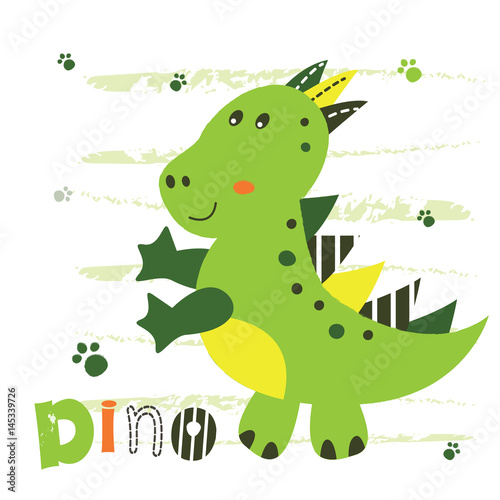 Vector illustration with cute little dinosaur