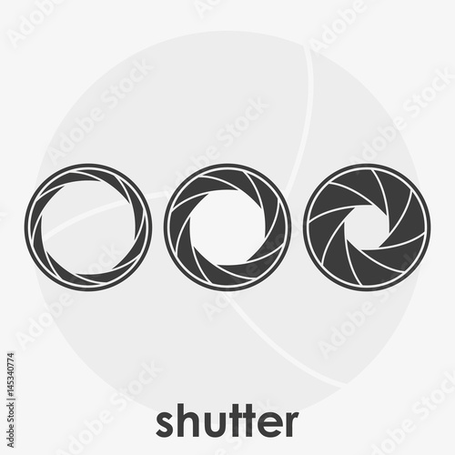Set of black and white camera shutters vector illustration.
