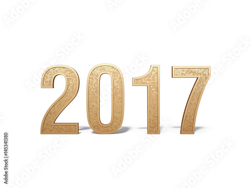 New Year. Golden numbers 2017 on a white background. 3D render