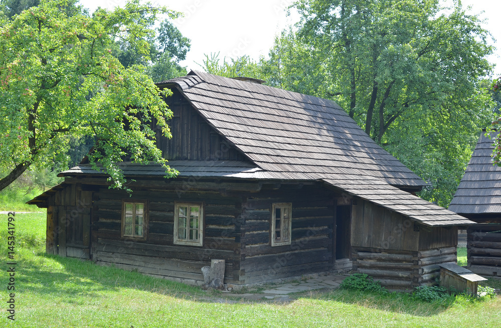 Old wooden house in open-air museum from the 19th century Old wooden house in open-air museum from the 19th century