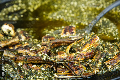 Cooked eel fish for sale at French provincial market