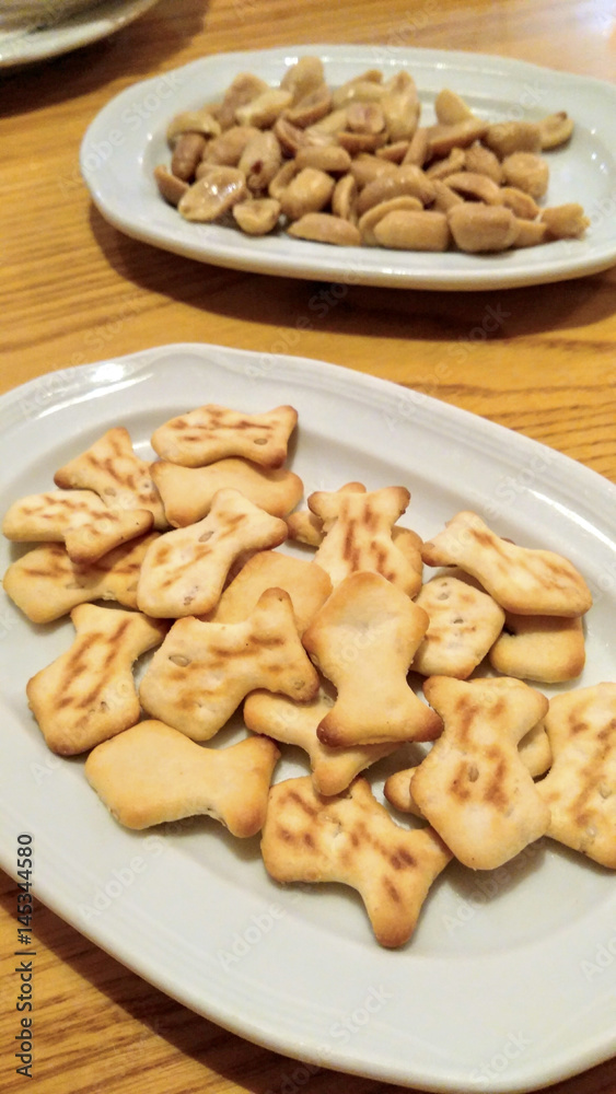 Peanuts an fish biscuits appetizer Peanuts an fish biscuits appetizer