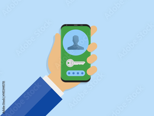 Mobile password security system illustration lock key icon