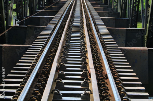 railway bridge across the river select focus with shallow depth of field.