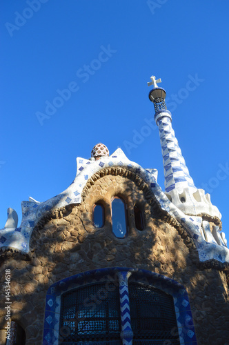 BARCELONA, SPAIN - JUNE 22: Park Guell in Barcelona, Spain on June 22, 2016. Park Guell was designed by Antoni Gaudi and is part of the UNESCO world heritage sites.