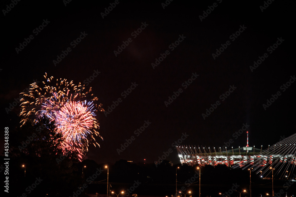 Fireworks at Polish National Stadium - Warsaw, Poland Fireworks at Polish National Stadium - Warsaw, Poland