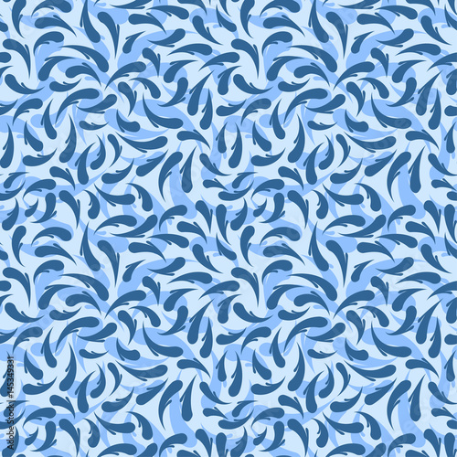 Blue drops or feathers seamless pattern. Vector illustration