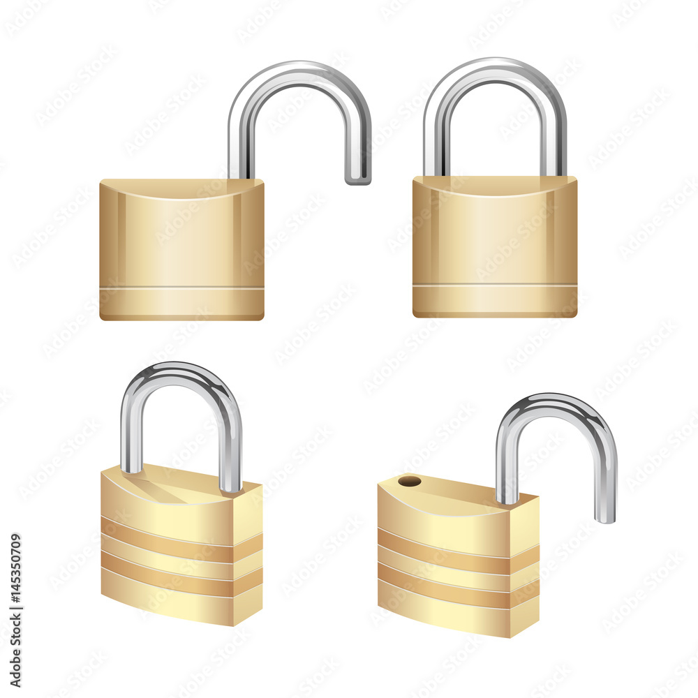 Realistic Padlock Illustration. Closed lock security icon isolat Realistic Padlock Illustration. Closed lock security icon isolat