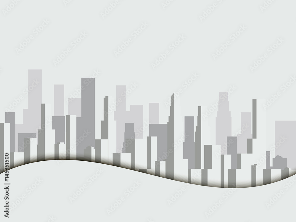 Panorama of city with skyscrapers. Megalopolis. City landscape. Vector illustration