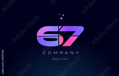 67 sixty seven pink magenta purple number digit numeral logo icon vector
