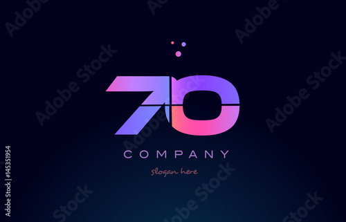70 seventy pink magenta purple number digit numeral logo icon vector