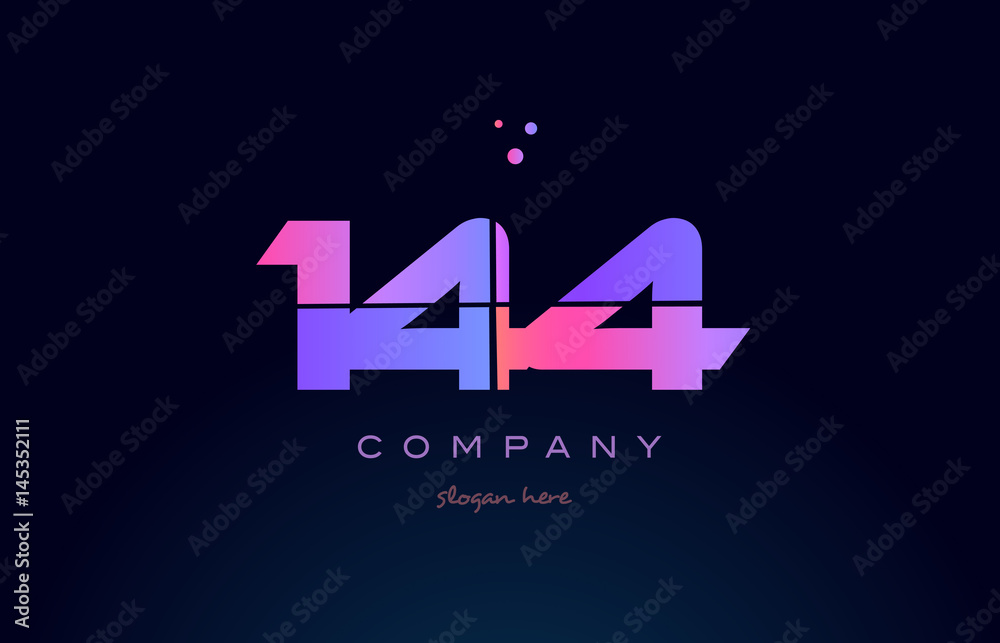 144 pink magenta purple number digit numeral logo icon vector