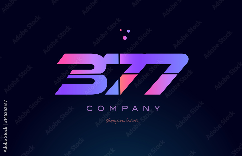 377 pink magenta purple number digit numeral logo icon vector
