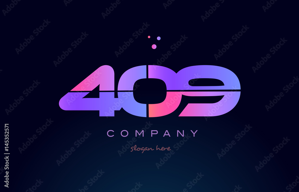Fototapeta premium 409 pink magenta purple number digit numeral logo icon vector