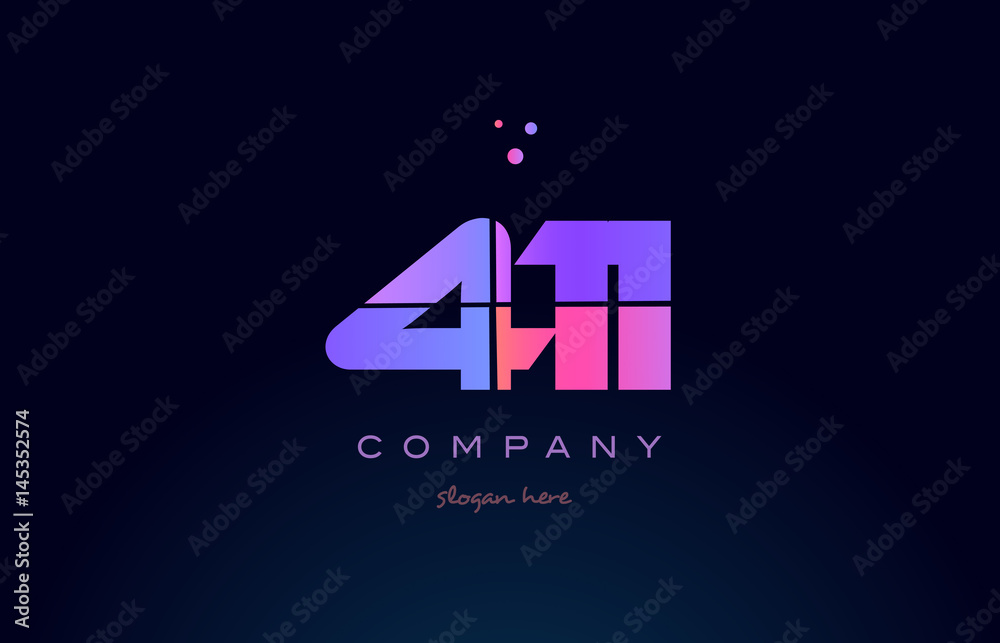 411 pink magenta purple number digit numeral logo icon vector