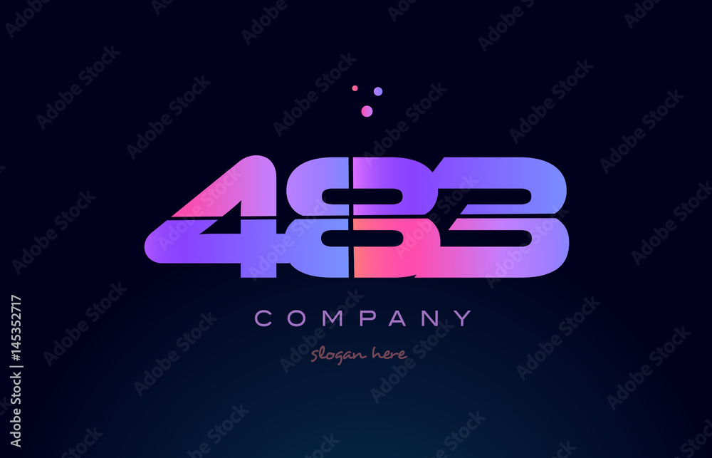 483 pink magenta purple number digit numeral logo icon vector