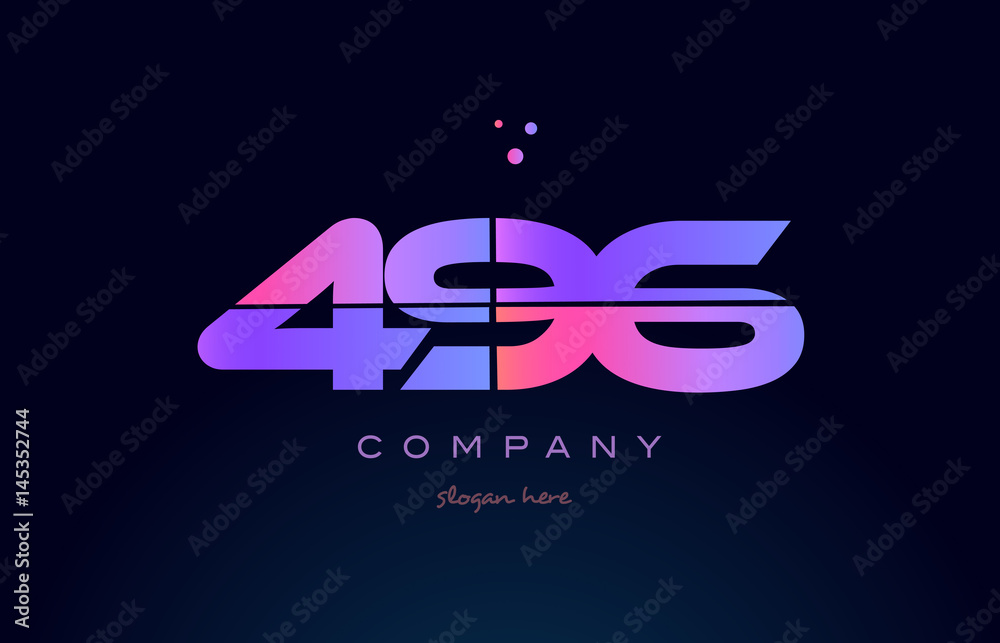 Fototapeta premium 496 pink magenta purple number digit numeral logo icon vector