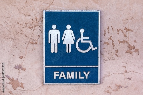 Grunge sign family restrooms