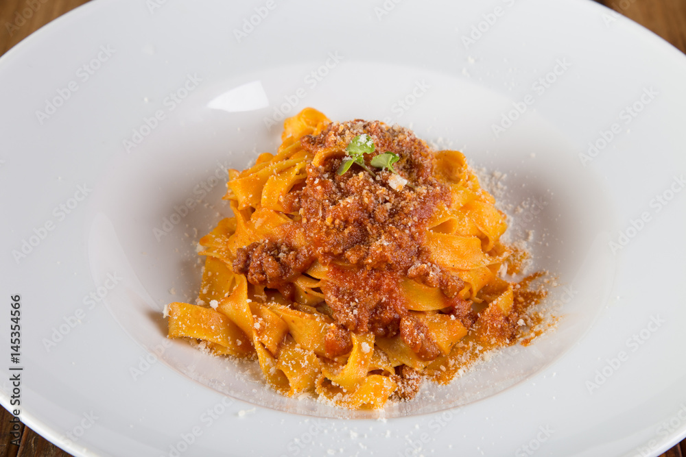 Tagliatelle Bolognese ragù - italian traditional pasta 