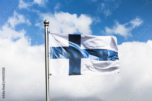 Flag of Finland / Finnish flag waving Fototapet