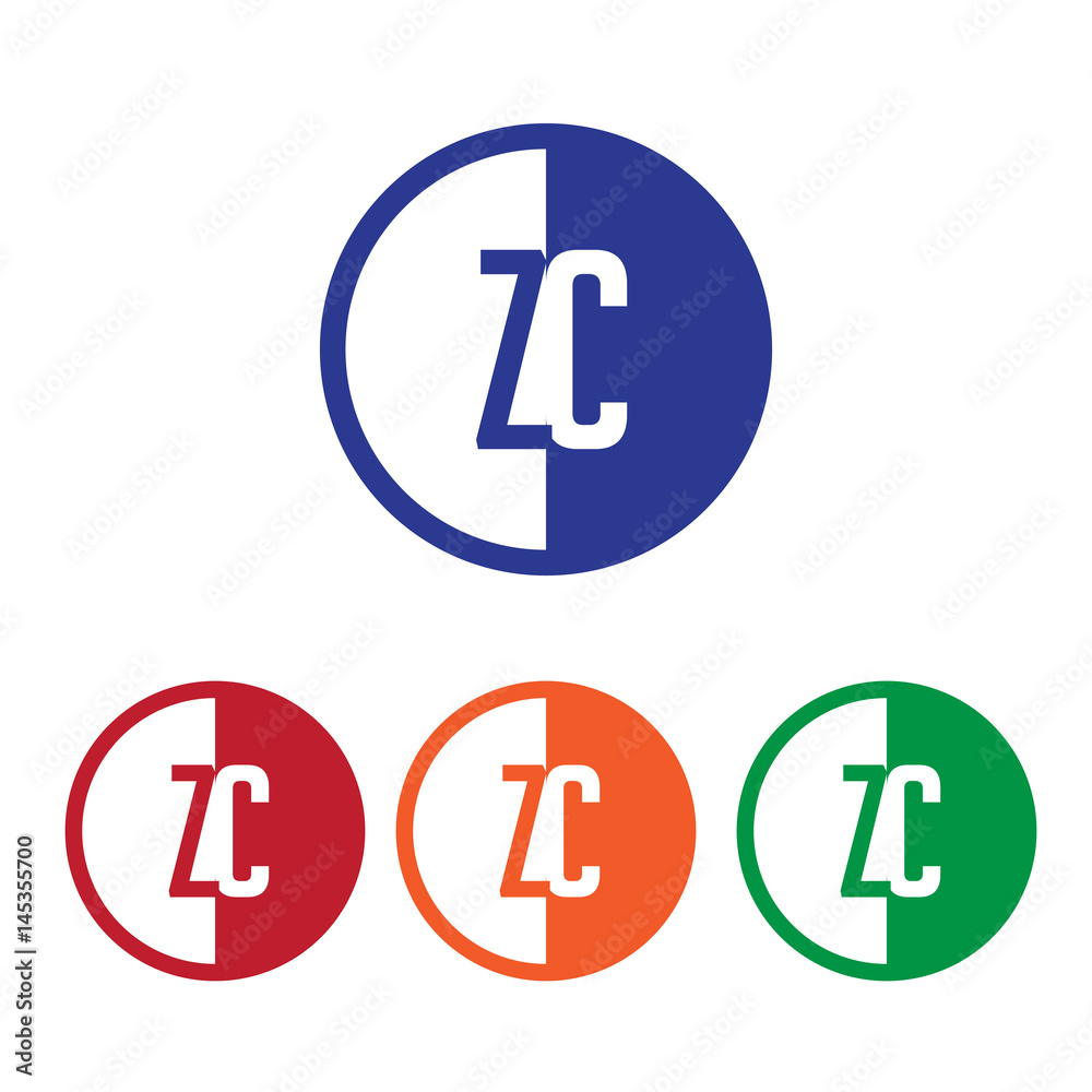 ZC initial circle half logo blue,red,orange and green color ZC initial circle half logo blue,red,orange and green color