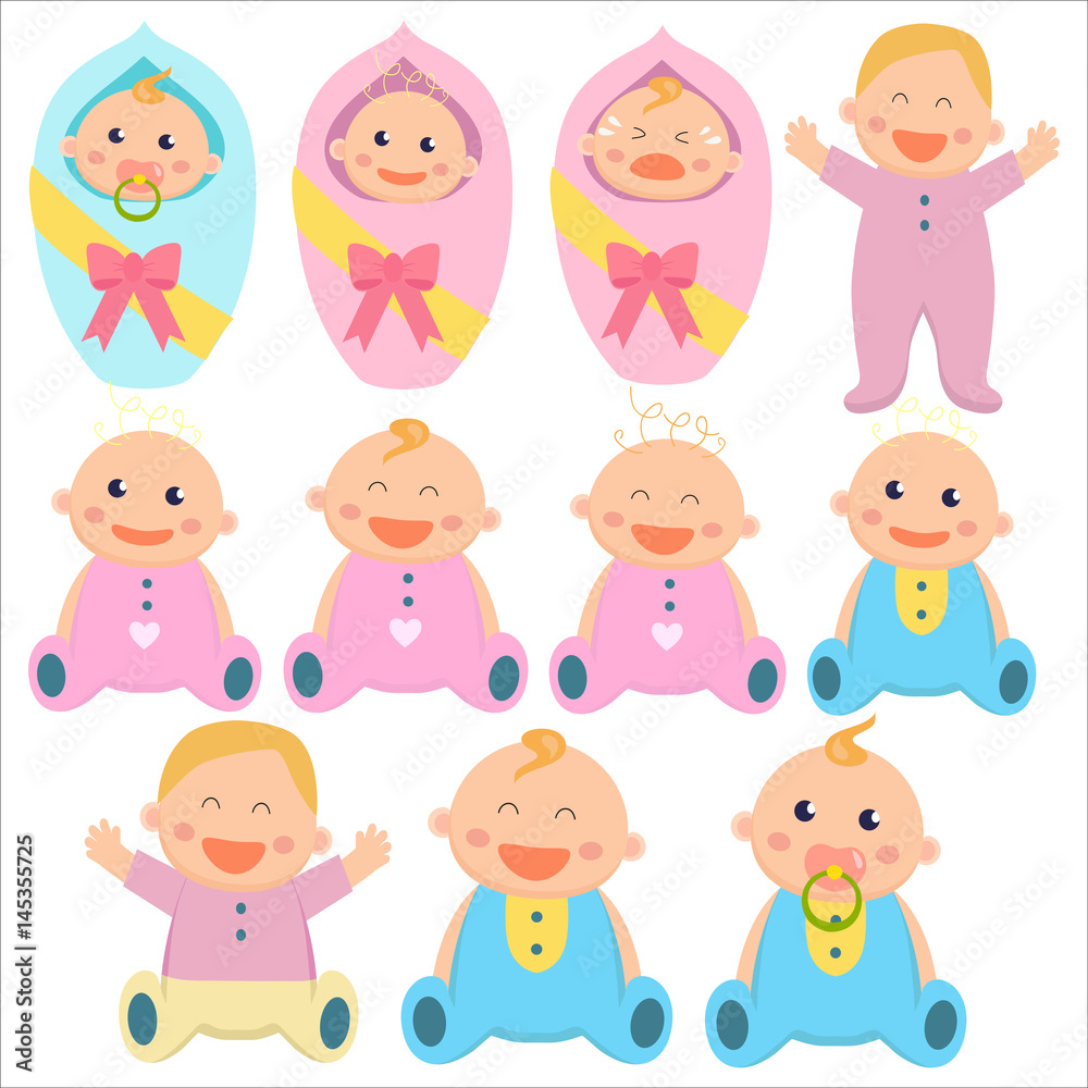 Baby flat icon. Baby boys and baby girls. Newborns, toddlers. Vector illustration. Baby flat icon. Baby boys and baby girls. Newborns, toddlers. Vector illustration.